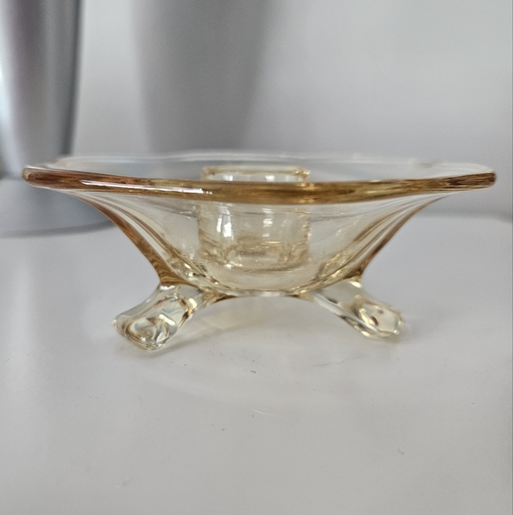 Fostoria Fairfax Style Yellow Topaz Candle Holder - Picture 3 of 6